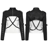 Golgotha Punk Distressed Faux Leather Lace-Up Cropped Jacket Women's