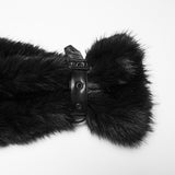 Perigee Women's Punk Faux Fur Faux Leather Coat in Black