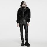 Perigee Women's Punk Faux Fur Faux Leather Coat in Black