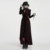 Cochineal Women's Gothic Dress with Velvet Fabric in Black & Red