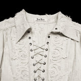 Porphyria Men's Gothic Shirt with Lace-Up Front in White