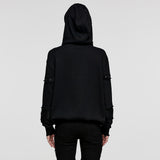 Bacchante Women's Punk Distressed Hoodie in Black