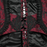 Melmoth Women's Gothic Waistcoat with Corset in Unique Dual Color Phantom Embroidered Woven Fabric in Black