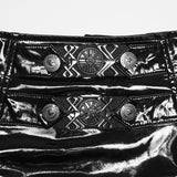 Báthory Women's Gothic Skirt with Patent PU in Black & Iridescent