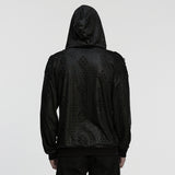 Cloister Punk Distressed Burnout Mesh Studded Hoodie Men's