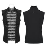 Cenotaph Gothic Fishnet Faux Leather Sleeveless Vest Men's