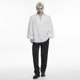 Cenotaph Men's Gothic Shirt with Paisley Embroidery in White