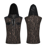 Corvid Men's Gothic Lace Up Top in Leopard Print