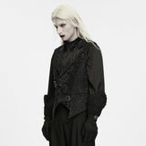 Nox Aeterna Men's Gothic Buckle Brocade Waistcoat in Black