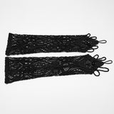 Glyph Women's Gothic Gloves with Beaded Lace in Black