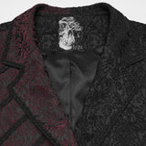 Tristan Men's Gothic Asymmetrical Tailcoat Vest in Black & Red