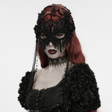 Salammbô Women's Gothic Beaded Priestess Masquerade Mask in Black