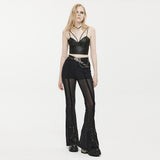 Augure Gothic Sheer Embellished Flared Pants