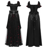 Dead Calm Women's Gothic Ballgown Dress in Black & Red