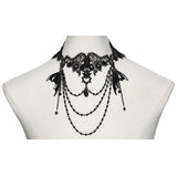 Moonset Women's Gothic Bat Lace Choker Necklace in Black