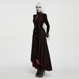 Cochineal Women's Gothic Dress with Velvet Fabric in Black & Red