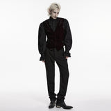 Silver Tongue Men's Velvet Gothic Waistcoat in Black & Red