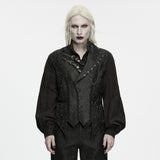 Lorgnette Men's Gothic Jacquard Asymmetrical Strap Vest in Black