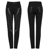 Corvid Women's Punk Lace-Up Skinny Jeans in Black