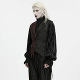 Tristan Men's Gothic Asymmetrical Tailcoat Vest in Black & Red
