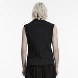 Harrow Men's Gothic Zipped Sleeveless Jacket in Black