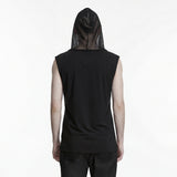 Geras Men's Punk Sleeveless Hooded Lace-Up Top in Black