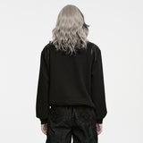 Commedia Women's Punk Half-Zip Sweatshirt with Harness in Black