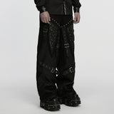 Ghost Orchid Men's Punk Studded Wide Leg Trousers in Black