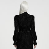 Columbarium Women's Gothic Flocked Lace Shirt in Black