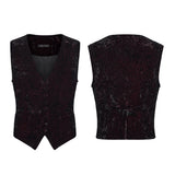Silver Tongue Men's Velvet Gothic Waistcoat in Black & Red