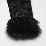 Giselle Women's Gothic Faux Fur Trim Coat in Black