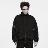 Vault Men's Gothic Eyelets Zipped Jacket in Black