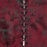 Melmoth Women's Gothic Waistcoat with Corset in Unique Dual Color Phantom Embroidered Woven Fabric in Black
