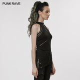 Pall Women's Punk Zip-Front Halter Top in Black
