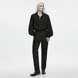 Moonflower Men's Gothic Lace-Up Lantern Sleeve Shirt in Black