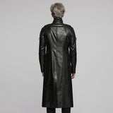 Malenfer Gothic Distressed Faux Leather Studded Coat Men's