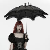 Gloam Women's Gothic Umbrella with Ruffles in Black