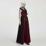 Crepuscule Women's Gothic Dress with Corset Lacing in Red & Black
