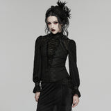 Hollow Crown Women's Gothic Blouse with Ruffles in Black