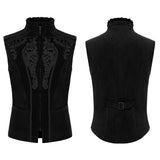 Brume Men's Gothic Embossed Appliqué Zipped Vest in Black