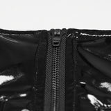 Báthory Women's Gothic Skirt with Patent PU in Black & Iridescent