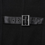 Nether Gothic Wool Lace-Up Faux Leather Harness Coat Men's