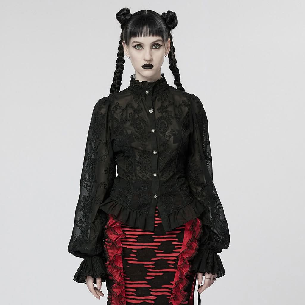 Sapphire Synth Mesh Blouse - PunkRave