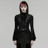 Iron Vesper Women's Gothic Velvet Top in Black