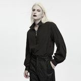 Moonflower Men's Gothic Lace-Up Lantern Sleeve Shirt in Black