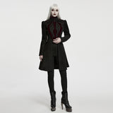 Crow Court Women's Gothic Woollen coat in Black & Red