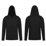 Charcoal Gothic Stretch Knit Chevron Buckle Hooded Top Men's