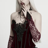 Furiosa Women's Gothic Gloves with Beading in Red