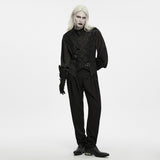 Nox Aeterna Men's Gothic Buckle Brocade Waistcoat in Black