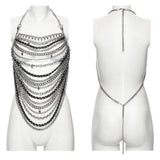 Fomorian Women's Punk Layered Body Chain in Silver
